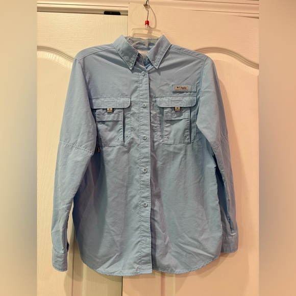 Columbia Tops - Columbia PFG Pale Blue Performance Fishing Shirt